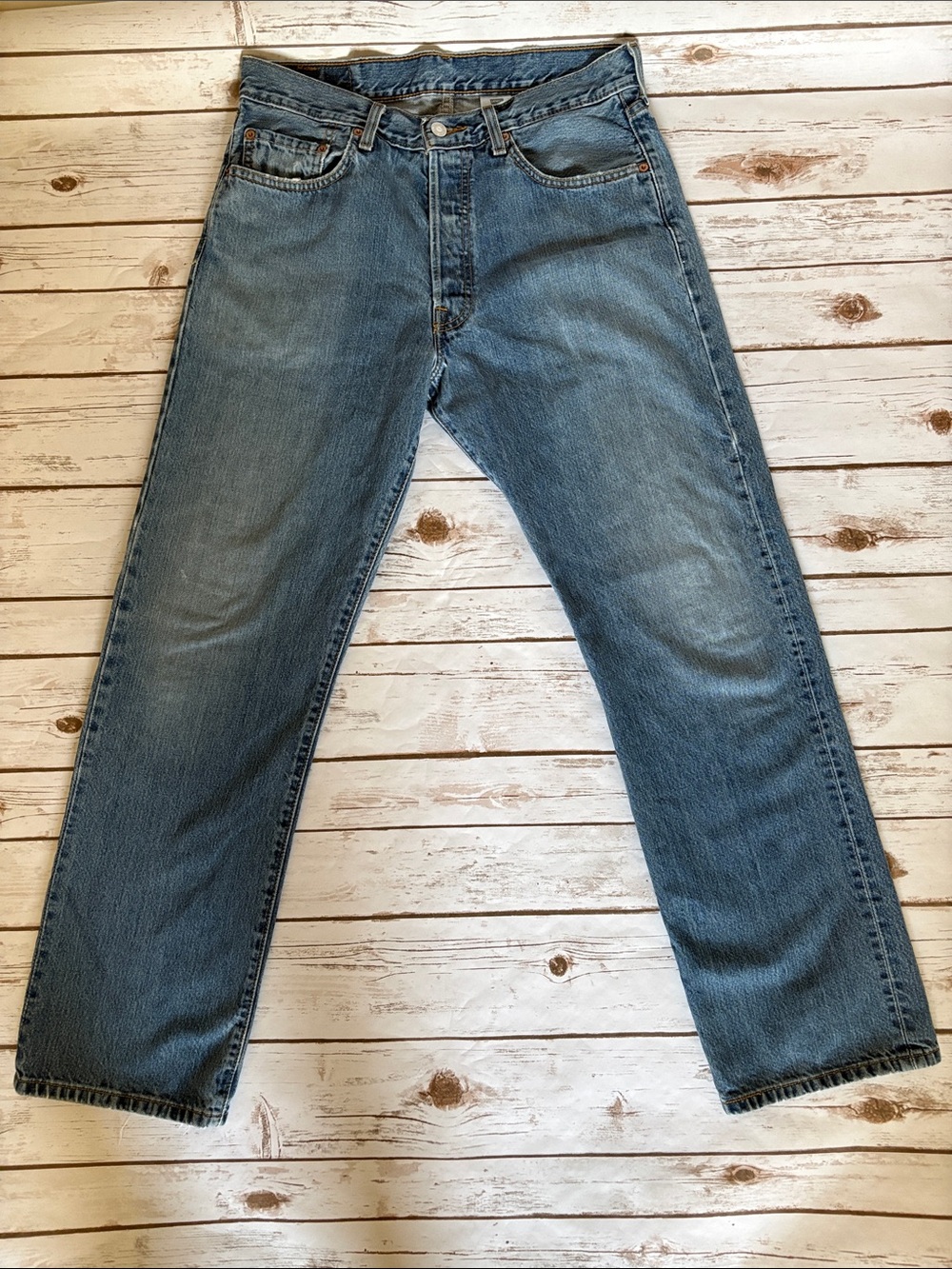Levi's 501 Button Fly Blue Men's 34x32 Straight Leg Original Fit Jeans